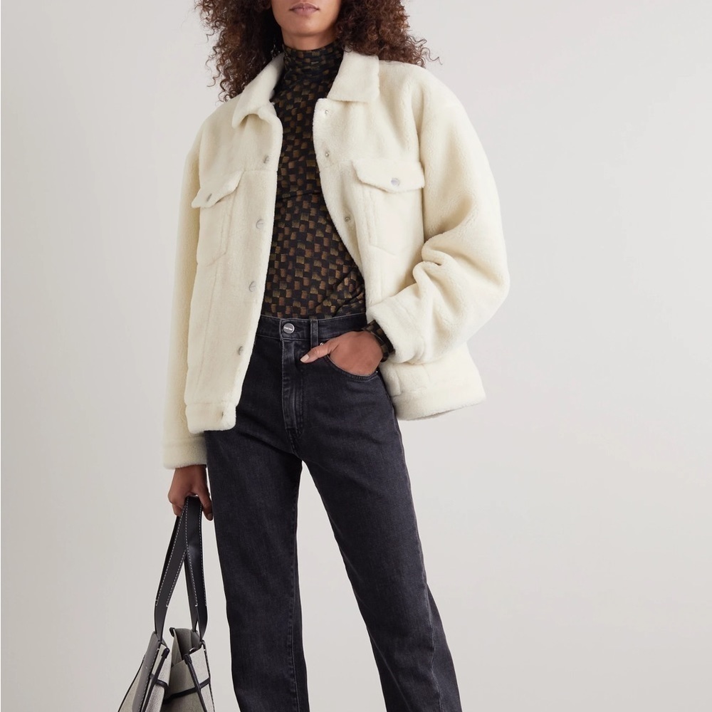 ANINE BING Rory Faux Sherpa Jacket Cream Off White Shacket Medium